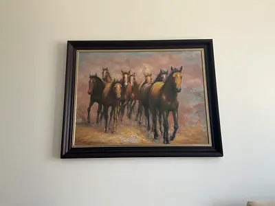 Eight Running Horses in the Field Hand made