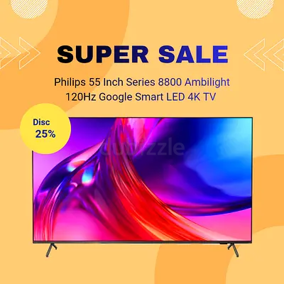 Philips 55 Inch Series 8800 Ambilight 120Hz Google Smart LED 4K TV