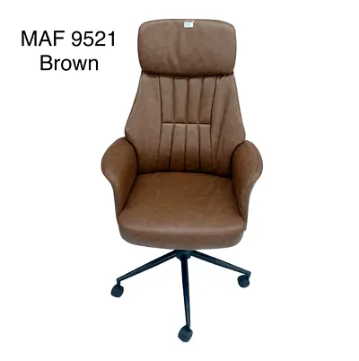 Brown high-back swivel office chair