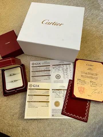 2 Cartier diamond ring set with original box and GIA certificates