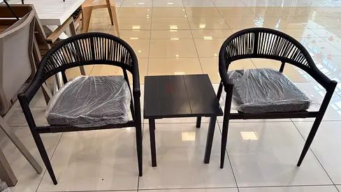 Set of Modern Black Chairs with Table
