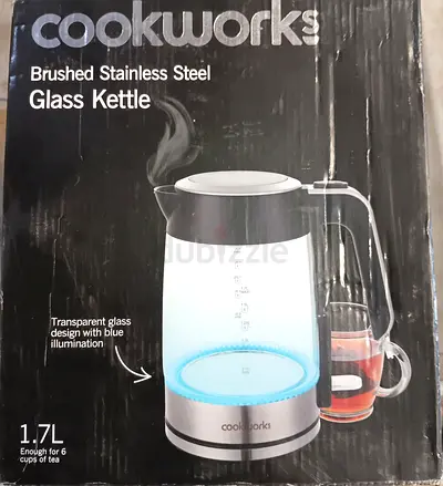 Cookworks Brushed Stainless Steel Glass Kettle 1.7L