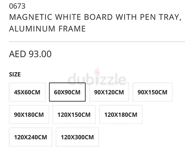 Magnetic White Board with Pen Tray, Aluminum Frame