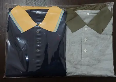 Two mens polo shirts (size M) -navy/yellow  grey/olive, Brand New