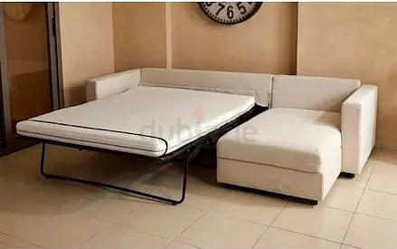 Vimle My beige L-shaped sofa with pull-out bed and chaise/ottoman