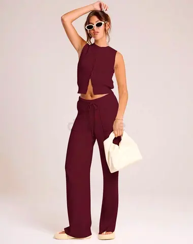 Two piece burgundy set