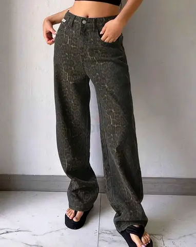 Leopard print jeans