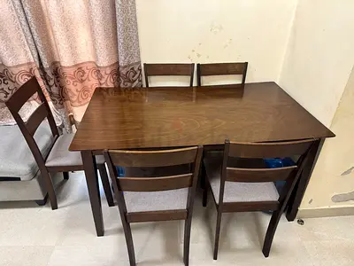Wooden Dining Table with 6 Chairs
