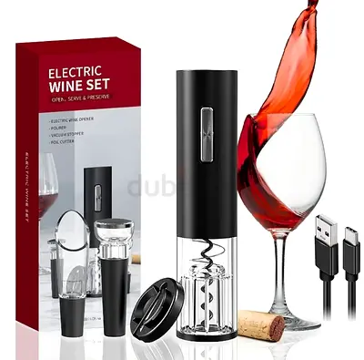 Rechargeable Electric Wine Opener Set with Foil Cutter  Stopper