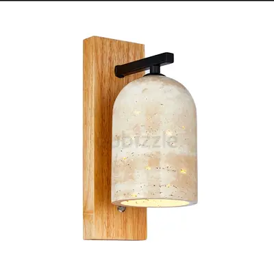 Luxton Designer Wall Light – Solid Wood  Stone Shade