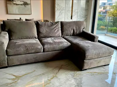 Crate Barral axis feather filled sectional sofa