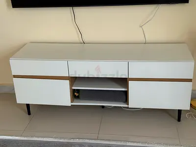 White TV Cabinet / Entertainment Unit with Drawers