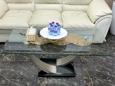 Coffee table with glass big size heavy quality like new 99%
