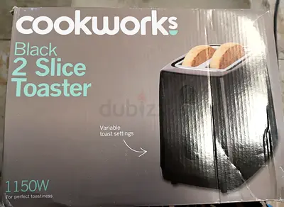 Cookworks Black 2 Slice Toaster