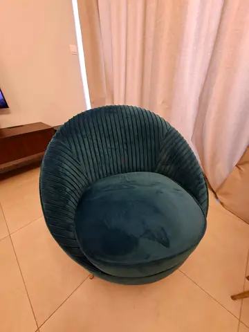 Teal Velvet Round Swivel Accent Chair