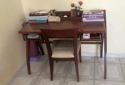 Wooden study desk with matching chair (used)