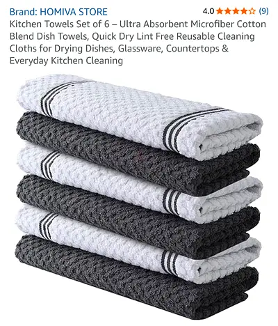Set of 6 Ultra Absorbent Microfiber Kitchen Towels