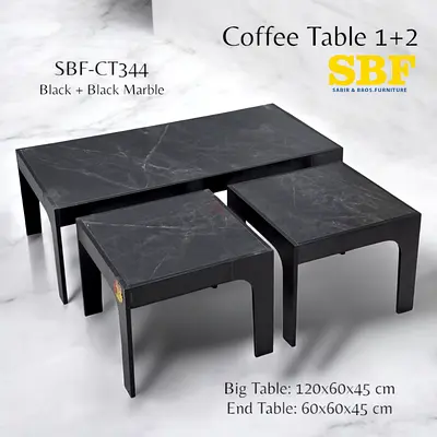 My Black Marble Nested Coffee Table Set (1+2)