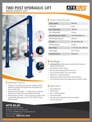 Garage Lift services and air compressors