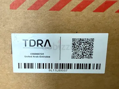 Boxed TDRA-certified electronic unit (label shown)
