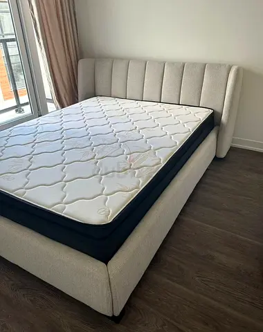 Light grey upholstered bed Frame For Sale