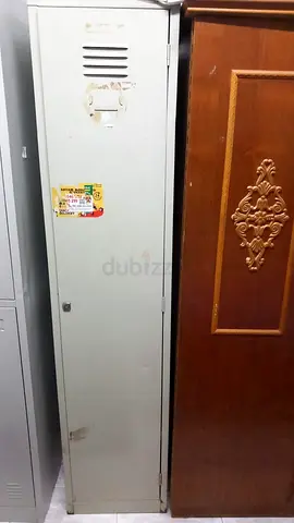 Single-door metal storage locker — used, good for garage/office