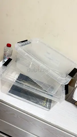 Set of 2 Clear Stackable Plastic Storage Boxes with Lids