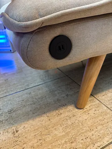 Beige Fabric Lounge Sofa/Chair with Built-in USB Ports