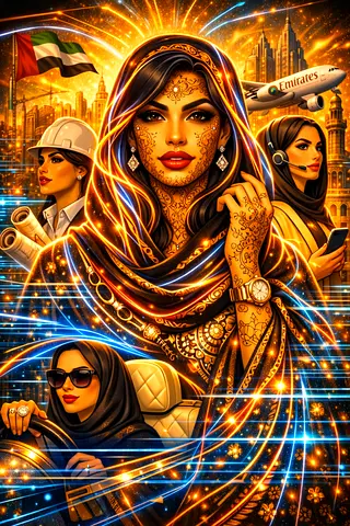 Wonderful Emirati Women for Future Poster Digital Art Arabian Life Henna Gold leave Luxury Life