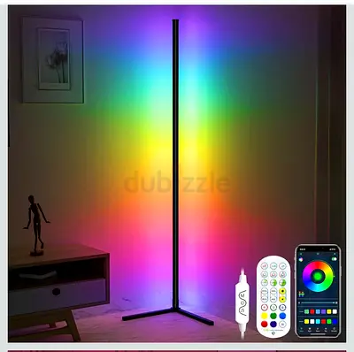 Smart RGB Corner LED Floor Lamp with App  Remote - Tall Ambient Light