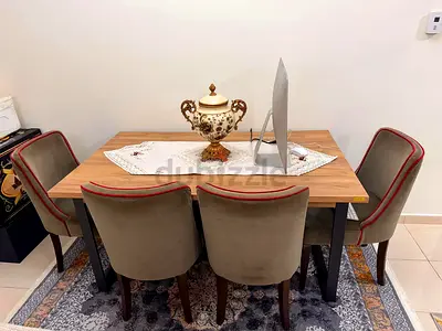 Meicha Furniture Dining Set - Modern Industrial Oak Metal