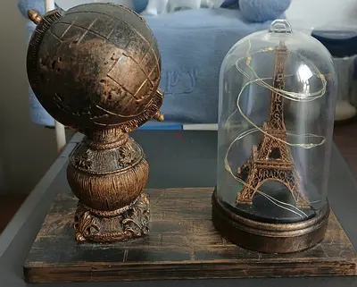 Vintage Globe and Eiffel Tower Display