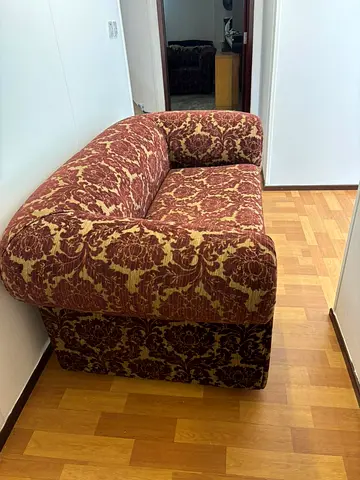Vintage Red Floral Sofa