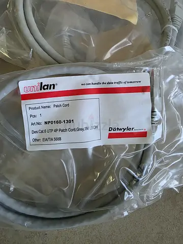 1m 3m Cat6 UTP Patch Cord (Grey, LSOH) - Unilan/Datwyler (available in bulk)