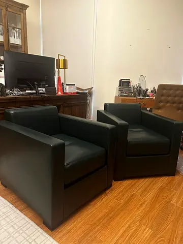 x2 POLTRONA FRAU Linea A Armchair by Peter Marino dark green genuine leather L76 D84 H45/73 cm