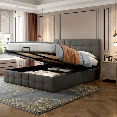 Gray colour 180*200 king size hydrulic Bed