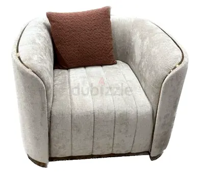 Stylish Beige Accent Chair with Pillow One seater