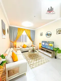 Sharjah - Al Taawun - Super Deluxe 2-bedroom apartment with a spacious living room, fully equipped k
