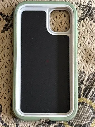 Used 360 protective iPhone case (green/white) — fits square camera / iphone 11 models