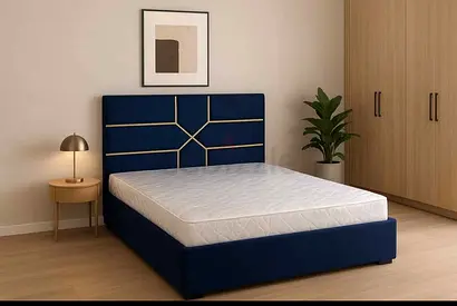 Elegant Blue Brand new Queen size bed with medical mattress family bed Queen bed storage bed good