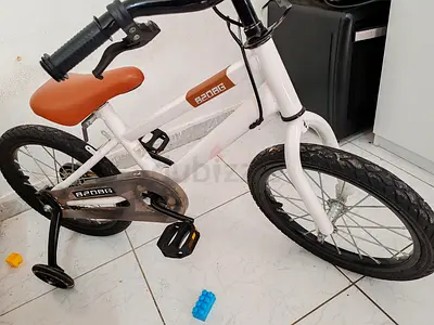 Kids White Bicycle with Brown Seat