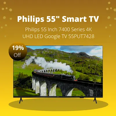Philips 55 Inch Smart TV | 7400 Series 4K UHD LED Google TV | 55PUT7428