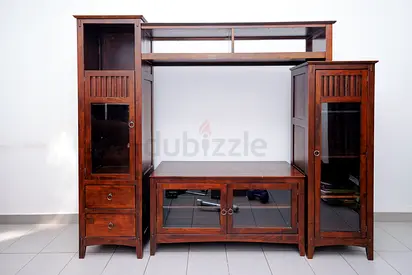 Wooden Tv Unit with Show case sale for 350 aed
