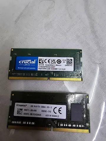 Two laptop 8gb ddr4 SODIMM RAM sticks (Crucial  Kingston) - used