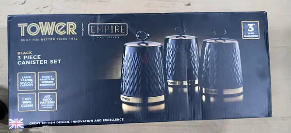 Tower Empire Black 3 Piece Canister Set
