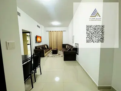 ( بدووون عموله ) شقة مفروشة للإيجار في عجمان بمنطقة النعيميه  – غرفتين وصاله - ثلاث حمامات  - بلكونه - تكييف مركزي