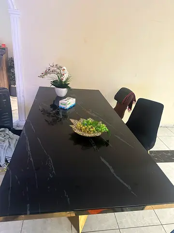 Elegant Marble Dining Table with Gold Accents