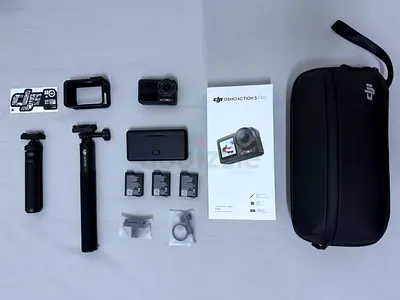 DJI Osmo Action 5 Pro with 3 Batteries, Charger, Mounts  Carry Case