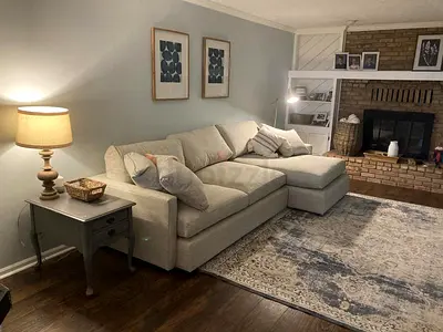 Crategbarrel L Shape Sofa Beige Good condition
