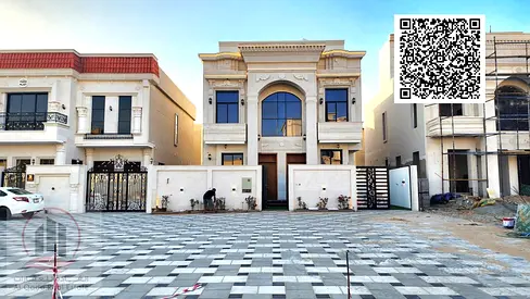 For sale, a villa in Ajman Al Helio, 5 master rooms, a Majles room, a hall, and a maid’s room, freehold for all nationalities,